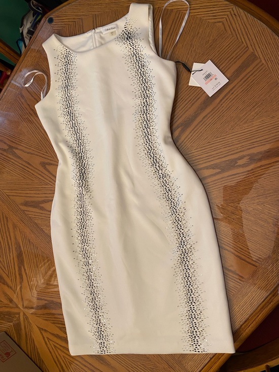 Calvin Klein Dresses & Skirts - Calvin Klein White Mini Dress with Silver Accents